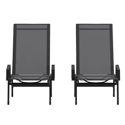 2 регулируемых шезлонга Flash Furniture Brazos, чёрных