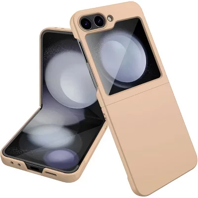 Тонкий чехол для Samsung Galaxy Z Flip 6 / Z Flip 7 FE (2024), Плотная твердая обложка с мягким на ощупь порошковым покрытием pearl gold