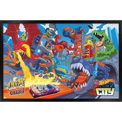 Mattel Hot Wheels - Потрясающие настенные плакаты в рамке на каждом углу черного цвета