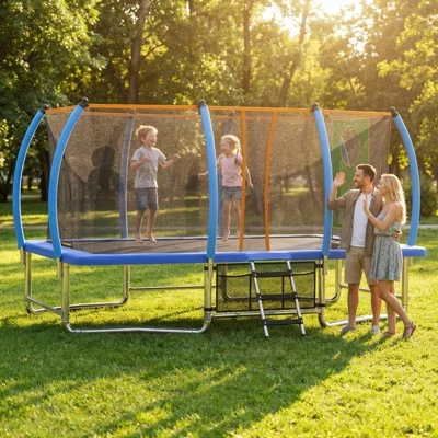 Батут для детей и взрослых MooxvMoo 2,4×4,3 м, синий