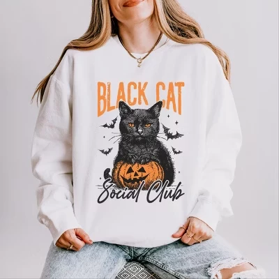 Black Cat Social Club Pumpkin - Легкая одежда, окрашенная в белый цвет