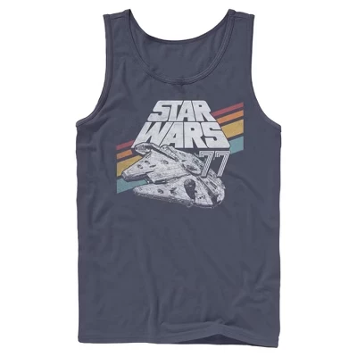 Мужская майка в полоску Mens Retro 77 Millennium Falcon в полоску синего цвета