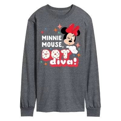 Мужская футболка с длинным рукавом Minnie Dot Diva с графическим рисунком heather charcoal