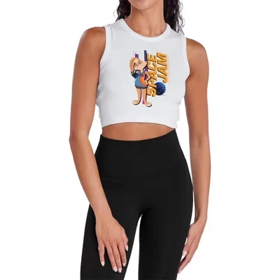 Женский укороченный топ Space Jam 2 Lola Standing без рукавов на бретелях белого цвета