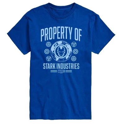 Мужская футболка с коротким рукавом Iron Man Property Of Stark Industries с графическим рисунком королевского синего цвета