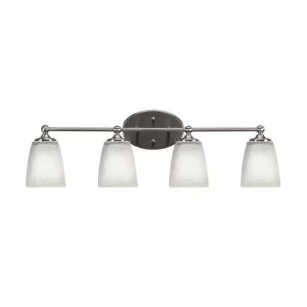 Туалетный столик Capri 4 - Light из матового никеля с квадратным белым муслиновым абажуром диагональю 4,5 дюйма