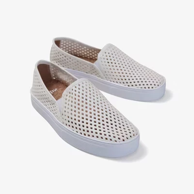 Женские слипоны JIBS Classic из перфорированной кожи, белые