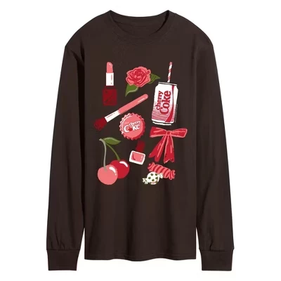 Мужская футболка с длинным рукавом и графическим рисунком Cherry Coke Icon Grid