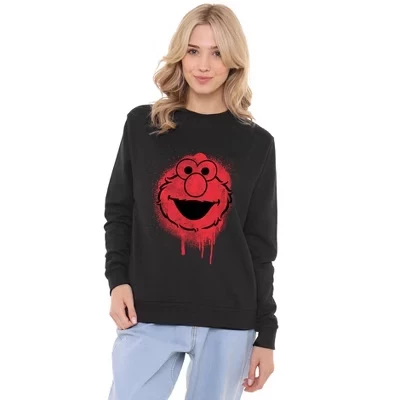 Женская толстовка Elmo Graffiti Spray Face Crew черного цвета