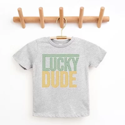 Молодежная футболка Lucky Dude в клетку с коротким рукавом серого цвета