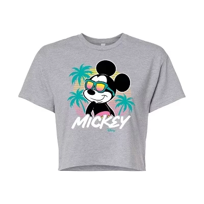 Женская футболка Disney Mickey Sunset Shades, меланж‑серый