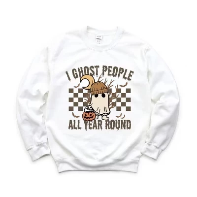 Женская толстовка с рисунком I Ghost People All Year Round белого цвета