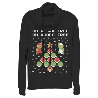 Женский свитшот Nintendo Mario Bros. Koopa Tree, черный