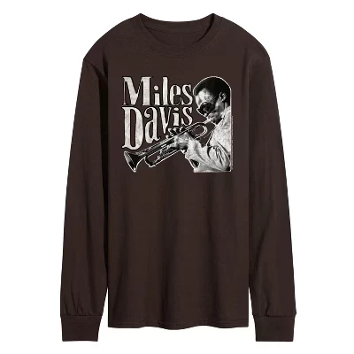 Мужская футболка Miles Davis, длинный рукав, коричневая