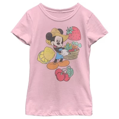 Футболка для девочек Disney Микки-садовник, розовая