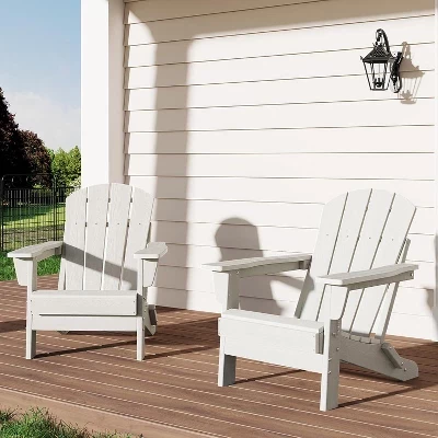 Набор складных стульев Adirondack, Уличные стулья из пластика HDPE вместимостью 380 фунтов белого цвета