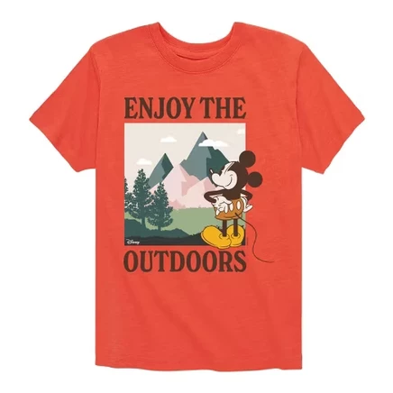 Enjoy The Outdoors Mickey Short Sleeve Graphic T-Shirt heather orange