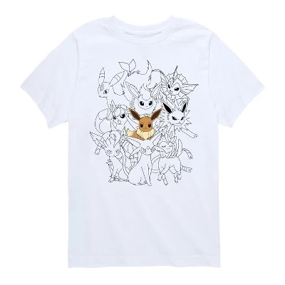 Футболка с коротким рукавом и рисунком Eevee Evolutions для мальчиков с покемонами, белая