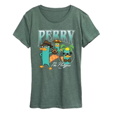 Женская бутлегерская футболка Perry Platapus с коротким рукавом и рисунком heather juniper
