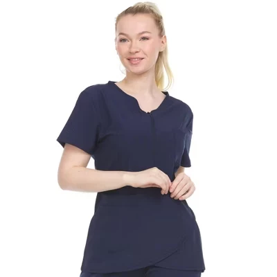 Женский медицинский топ HEAL WEAR на молнии, синий