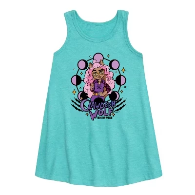 Платье Aline с графическим рисунком от Clawdeen Wolf без рукавов бирюзового цвета