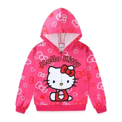 Детское худи Hello Kitty на молнии, розовое