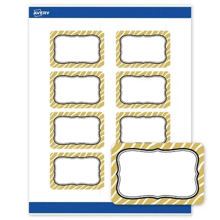 Этикетки Avery 5 × 7,6 см с золотой зеброй, белые
