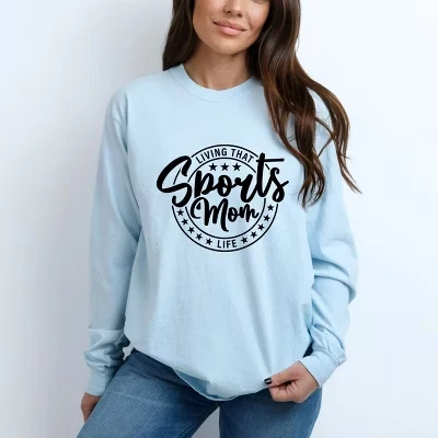 Одежда Living That Sports Mom Life Stars, окрашенная в цвет шамбре с длинными рукавами