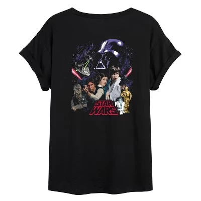 Женская футболка с объемным рисунком Luke Leia Han Collage, цвет черный
