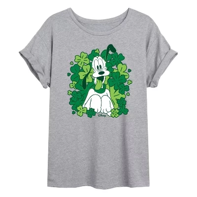 Женская оверсайз-футболка Disney Pluto Shamrocks, серая