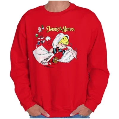 Унисекс рождественский свитшот Dennis the Menace Santa Beard Thief, красный