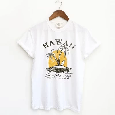Женская футболка с коротким рукавом Hawaii Tropical Paradise, окрашенная в белый цвет