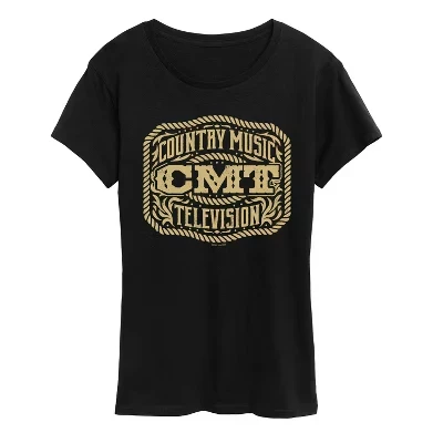 Women's -  - Belt Buckle Short Sleeve Graphic T-Shirt black