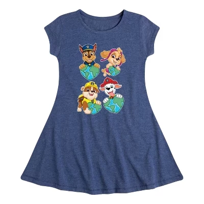 Платье для девочек - Paw Patrol - Heart Earth Fit & Flair с коротким рукавом и графическим принтом