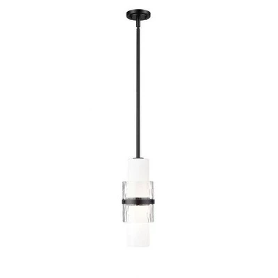 Подвесной светильник Cayden Modern One-Light из стали с регулируемой яркостью освещения и травленым опаловым стеклом черного цвета