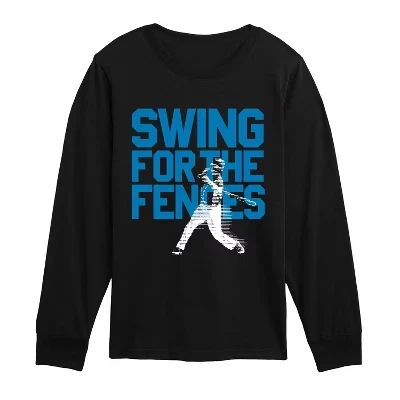 Футболка с длинным рукавом Swing For Fences черного цвета с рисунком 