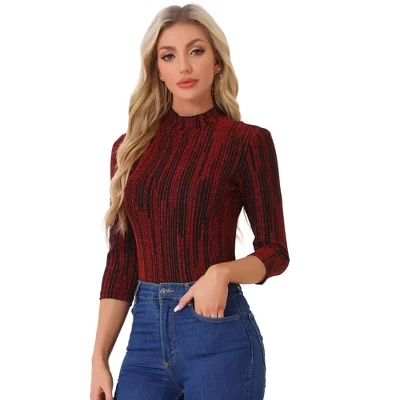 Женская металлизированная блузка INSPIRE CHIC, красная