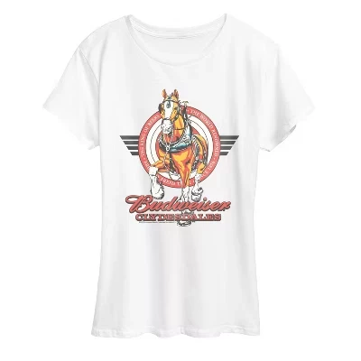 Женская футболка с коротким рукавом и рисунком Clydesdales, белая