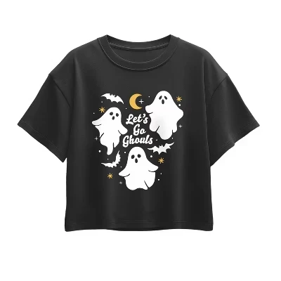Футболка Let's Go Ghouls с коротким рукавом и квадратным рисунком черного цвета