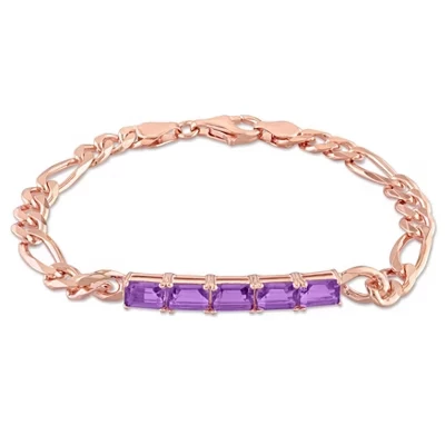 EVERLY JEWELRY | Серебряный браслет с драгоценными камнями, 7,25 дюйма - Различные цвета металла и варианты драгоценных камней - аметист