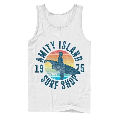 Мужская майка Jaws Retro Amity Island Surf Shop на бретелях белого цвета