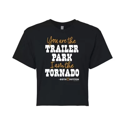Женская укороченная футболка с рисунком I AM The Tornado, черная