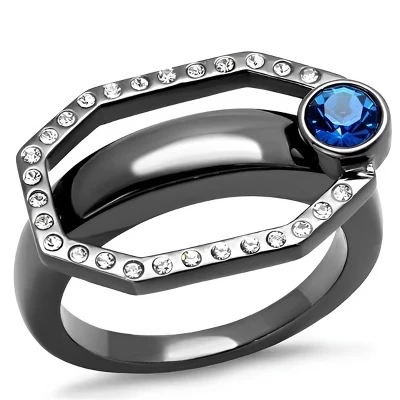 Женское кольцо SlickBlue, восьмиугольник, черное