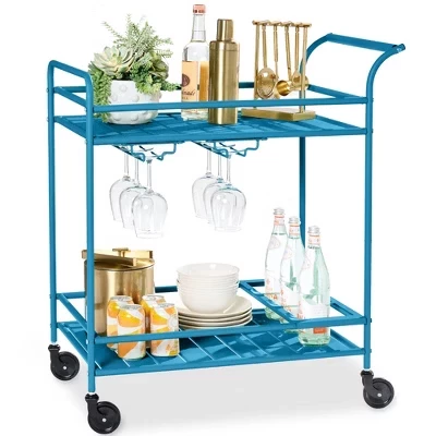 Барная тележка Best Choice Products 2‑уровневая, павлиний
