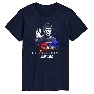 Мужская футболка Spock Live Long Prosper с коротким рукавом и графическим рисунком, синяя