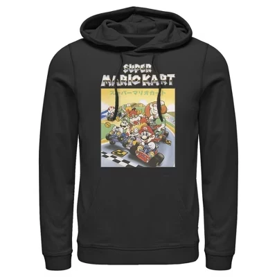 Мужское худи Nintendo Mario Kart, ретро-логотип, черное