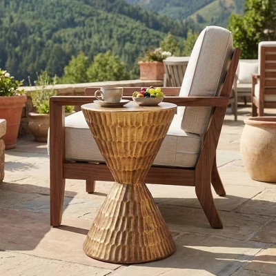 Nisha Modern Patio/Indoor Lightweight Concrete Side Table copper