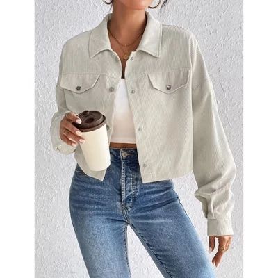 Женская куртка Yesfashion из вельвета, абрикосовая
