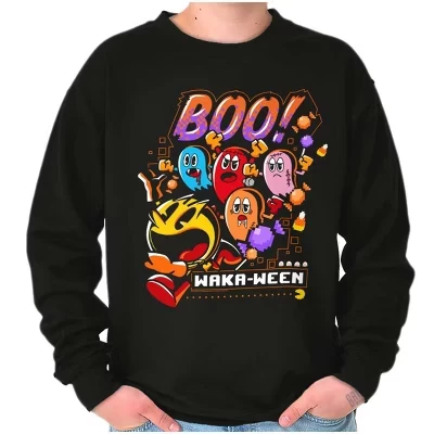 Толстовка PACMAN Halloween Ghosts Boo Waka-Ween для мужчин и женщин Brisco Brands черного цвета