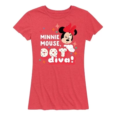 Женская футболка Minnie Dot Diva с коротким рукавом и рисунком, красная